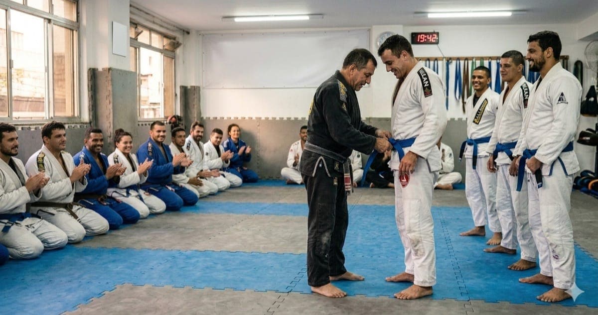 BJJ belt promotion grading ceremony